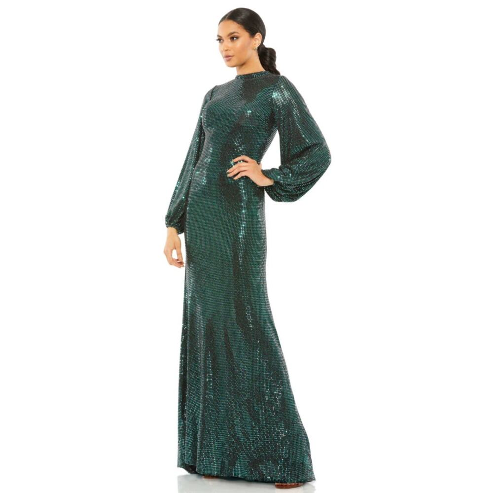 Ieena‎ MAC DUGGAL DISCO STRETCH BLOUSON SLEEVE GOWN SIZE 8 Style #26576